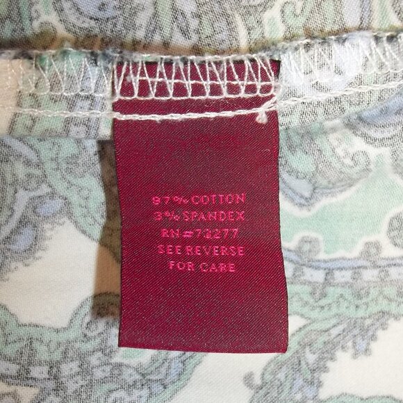 212 Collection Womens Blouse Size Large Button Down Paisley V-Neck Green Blue - Picture 5 of 6